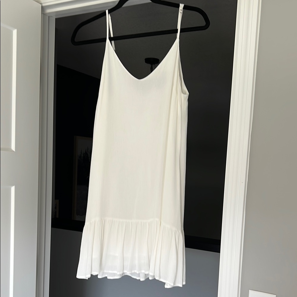 Lulu's White Sleeveless Dress with Ruffle Detail